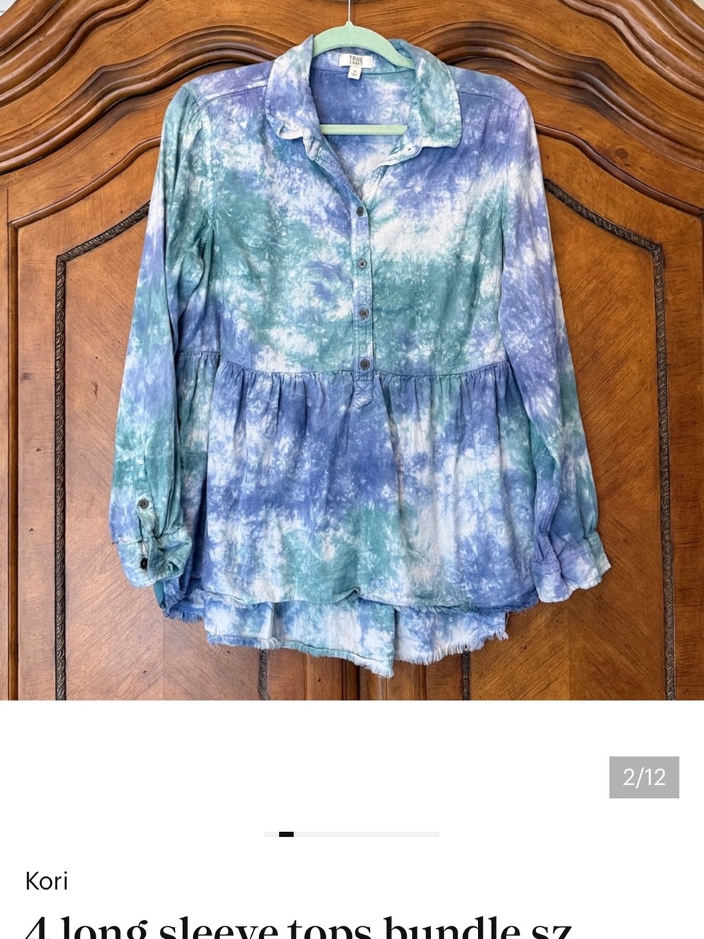 True Craft Green and Blue Tie-Dye Button-Up Tunic